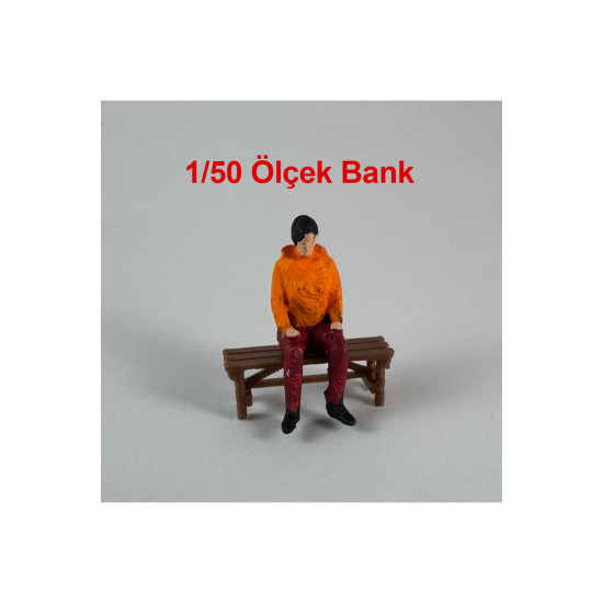 4 Adet Park Bahçe Oturma Bankı - 1/50 Ölçekli 1:50 2 cm - Figür, Maket, Minyatür