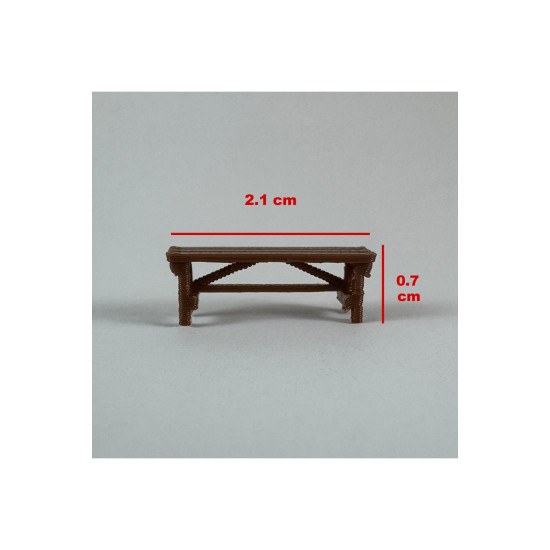 4 Adet Park Bahçe Oturma Bankı - 1/50 Ölçekli 1:50 2 cm - Figür, Maket, Minyatür