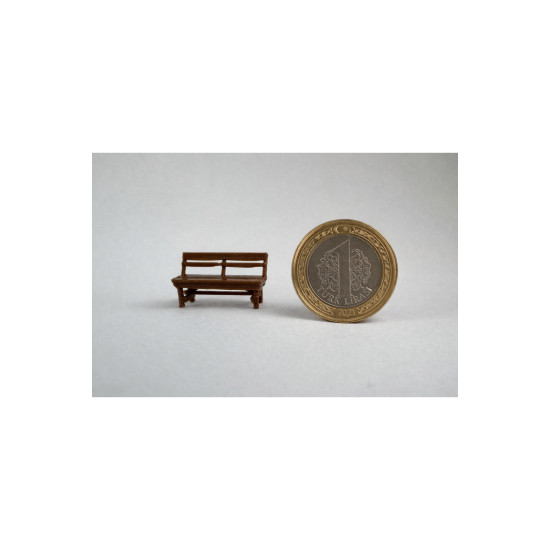 4 Adet Park Bahçe Sırt Dayanaklı Oturma Bankı - 1/50 Ölçekli 1:50 2 cm - Figür, Maket, Minyatür