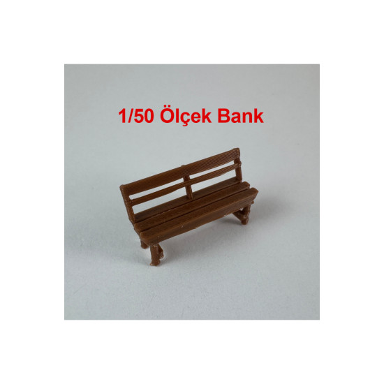 4 Adet Park Bahçe Sırt Dayanaklı Oturma Bankı - 1/50 Ölçekli 1:50 2 cm - Figür, Maket, Minyatür