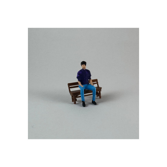4 Adet Park Bahçe Sırt Dayanaklı Oturma Bankı - 1/50 Ölçekli 1:50 2 cm - Figür, Maket, Minyatür