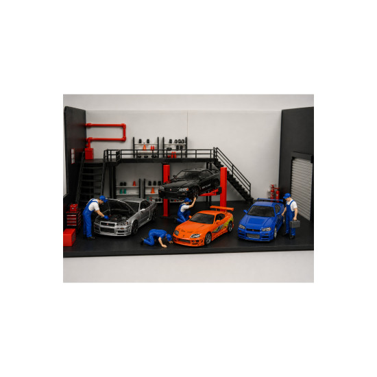 4 Adet Tamirci Maket Insan Teraryum için Figür 1/64 ve 1/50 Ölçek - Renkli - 3,5cm