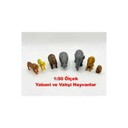 Yabani Vahşi Hayvanlar Maket Figürleri - Teraryum ve Projeler için Aslan, Fil, Kaplan, Leopar, Ayı, Su Aygırı, Maymun 1/50 Ölçekli 1:50