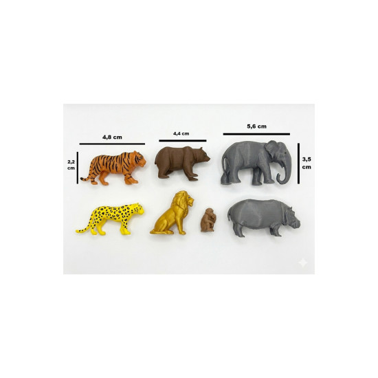 Yabani Vahşi Hayvanlar Maket Figürleri - Teraryum ve Projeler için Aslan, Fil, Kaplan, Leopar, Ayı, Su Aygırı, Maymun 1/50 Ölçekli 1:50