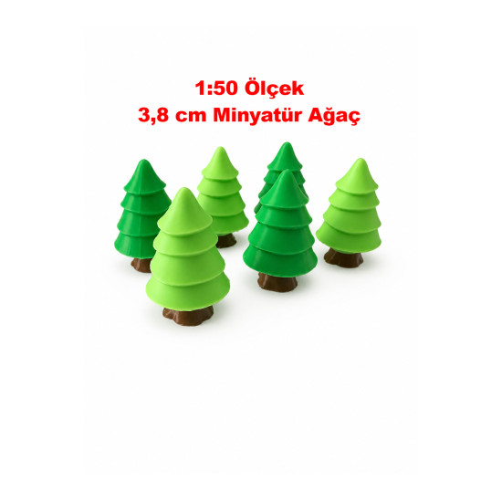 6 Adet Minyatür Ağaç - Teraryum İçin Karışık Renk 3.8 cm 1:50 Ölçek Maket