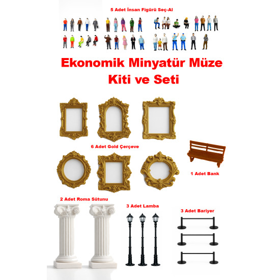 5 İnsan Figürlü - Minyatür Müze ve Teraryum için Ekonomik Paket Seti ve Kiti - 1/50 Ölçekli 1:50