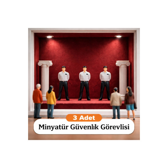 3 Adet Özel Güvenlik - Teraryum ve Minyatür Müze için Figür - Renkli - 1/50 Ölçekli 1:50 3,5cm