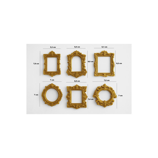 6 adet Gold Mini Çerçeve - Teraryum ve Minyatür Müze için