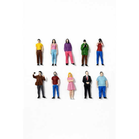 10 Adet Maket Insan Teraryum ve Minyatür Müze için Figür - Renkli - 1/50 Ölçekli 1:50 3,5cm