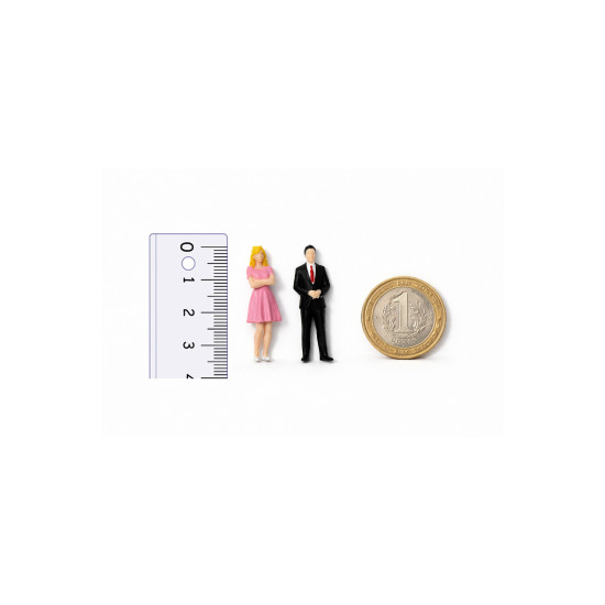 10 Adet Maket Insan Teraryum ve Minyatür Müze için Figür - Renkli - 1/50 Ölçekli 1:50 3,5cm