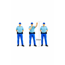 3 Adet Maket Polis - Teraryum ve Minyatür Müze için Figür - Renkli - 1/50 Ölçekli 1:50 3,5cm