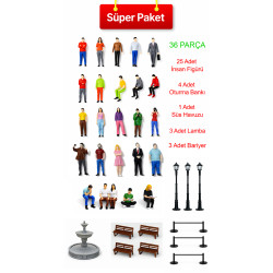 Minyatür Müze ve Teraryum için Süper Paket - Tam 36 Parça Figür ve Maket - 1/50 Ölçekli 1:50