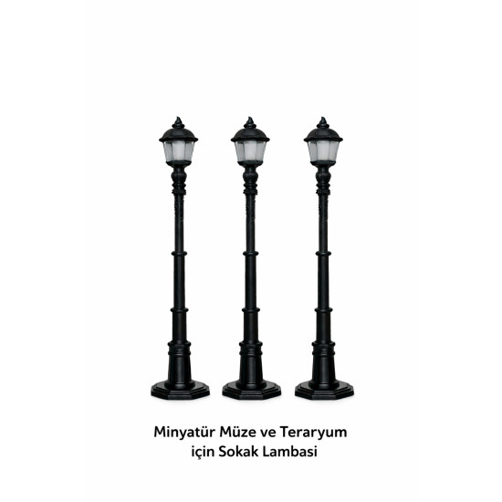 3 Adet Sokak Lambası - Teraryum ve Minyatür Müze için Figür - 1/50 Ölçekli 1:50 5,5 cm