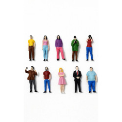 10 Adet Maket Insan Teraryum ve Minyatür Müze için Figür - Renkli - 1/50 Ölçekli 1:50 3,5cm
