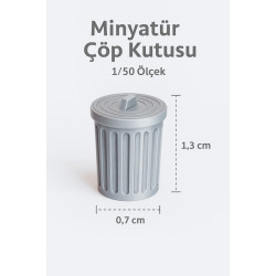 4 Adet Çöp Kutusu - Kovası - 1/50 Ölçekli 1:50 1,5 cm - Figür, Maket, Minyatür