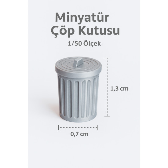 4 Adet Çöp Kutusu - Kovası - 1/50 Ölçekli 1:50 1,5 cm - Figür, Maket, Minyatür