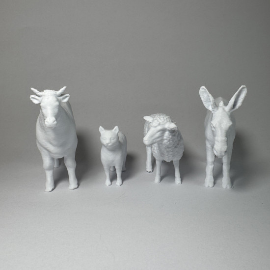 Çiftlik Hayvanları Serisi 1 - Plastik Oyuncak Boyama Seti - İnek, Koyun, Eşek, Kedi