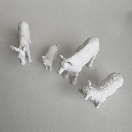 Çiftlik Hayvanları Serisi 1 - Plastik Oyuncak Boyama Seti - İnek, Koyun, Eşek, Kedi