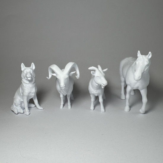 Çiftlik Hayvanları Serisi 2 - Plastik Oyuncak Boyama Seti - At, Keçi, Koç, Köpek