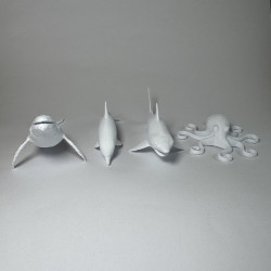 Deniz Hayvanları Serisi 1 - Plastik Oyuncak Boyama Seti - Balina, Yunus, Ahtapot, Köpek Balığı