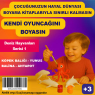 Deniz Hayvanları Serisi 1 - Plastik Oyuncak Boyama Seti - Balina, Yunus, Ahtapot, Köpek Balığı