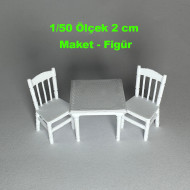 Masa ve Sandalye Figür Maket - 1/50 Ölçekli 1:50 2-3cm