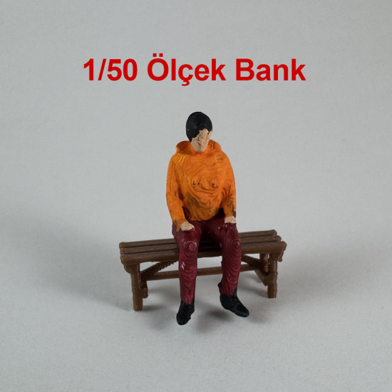 4 Adet Park Bahçe Oturma Bankı - 1/50 Ölçekli 1:50 2 cm - Figür, Maket, Minyatür