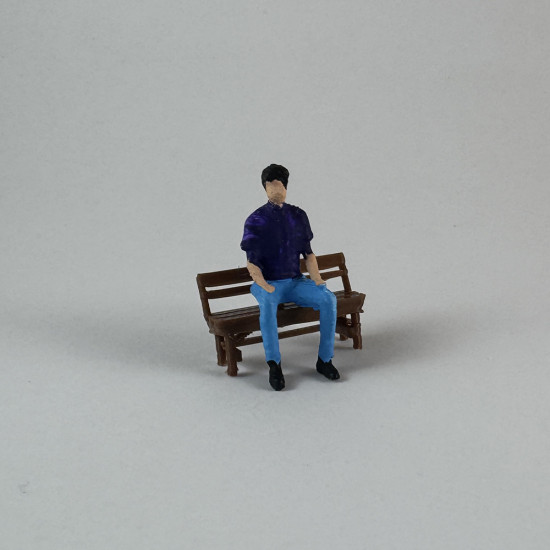 4 Adet Park Bahçe Sırt Dayanaklı Oturma Bankı - 1/50 Ölçekli 1:50 2 cm - Figür, Maket, Minyatür