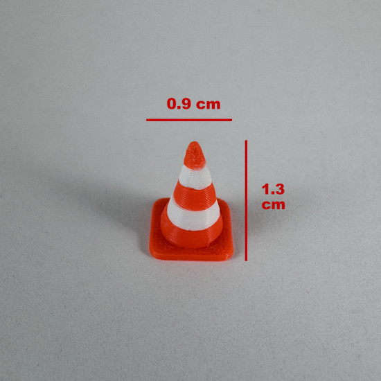 6 adet Trafik Koni - Duba Figür Maket Seti 1/50 Ölçekli 1:50 Turuncu-Beyaz