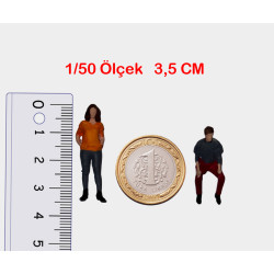 10 Adet Maket İnsan Figür - Renkli - 1/50 Ölçekli 1:50 3-3,5cm