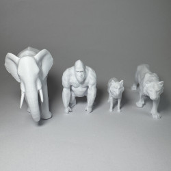 Yabani Hayvanlar Serisi 1 - Plastik Oyuncak Boyama Seti - Fil, Kaplan, Goril, Kurt