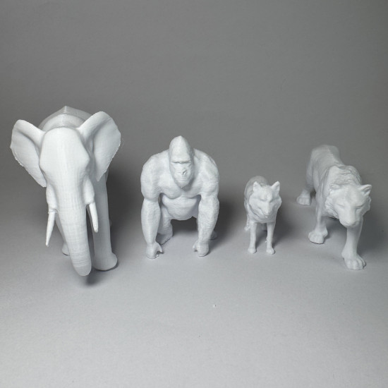 Yabani Hayvanlar Serisi 1 - Plastik Oyuncak Boyama Seti - Fil, Kaplan, Goril, Kurt