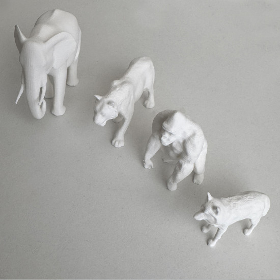 Yabani Hayvanlar Serisi 1 - Plastik Oyuncak Boyama Seti - Fil, Kaplan, Goril, Kurt