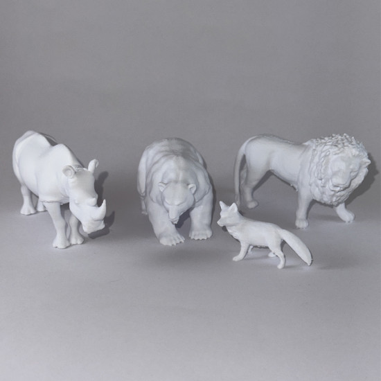 Yabani Hayvanlar Serisi 2 - Plastik Oyuncak Boyama Seti - Aslan, Gergedan, Ayı, Tilki