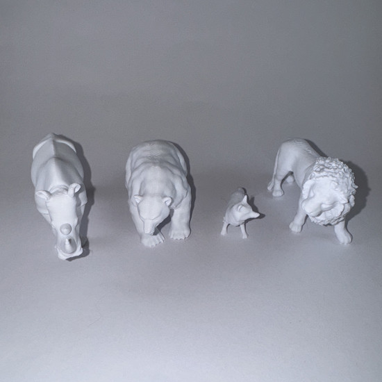 Yabani Hayvanlar Serisi 2 - Plastik Oyuncak Boyama Seti - Aslan, Gergedan, Ayı, Tilki